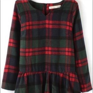 Plaid wool peplum tunic